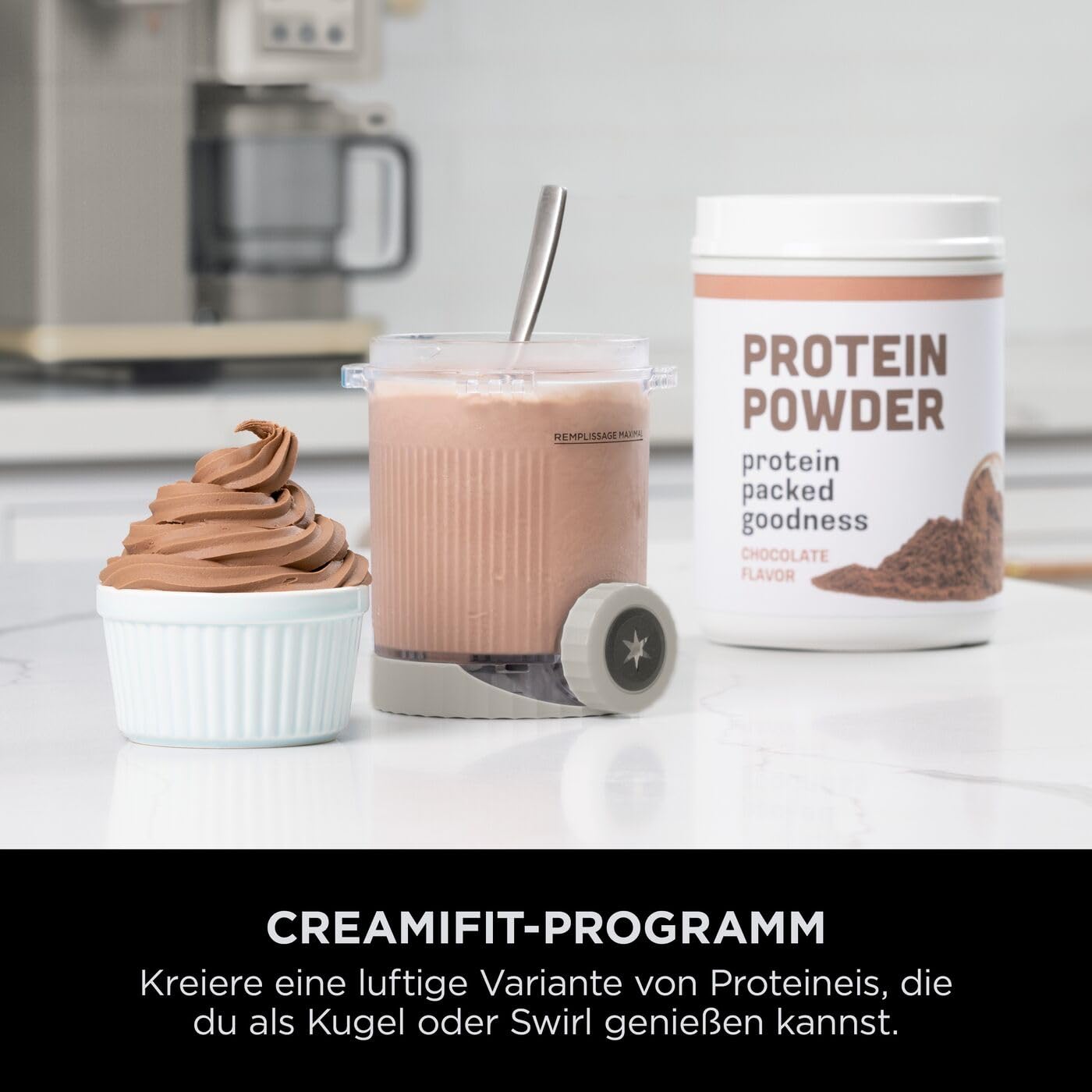 Ninja CREAMi Scoop & Swirl Eismaschine mit 2 Behältern, 13 Funktionen, für Eiscreme, Softeis, Gelato, Sorbet, Milchshakes und mehr, mit Mix-In-Funktion, Stone Gold NC701EUSTGD 4