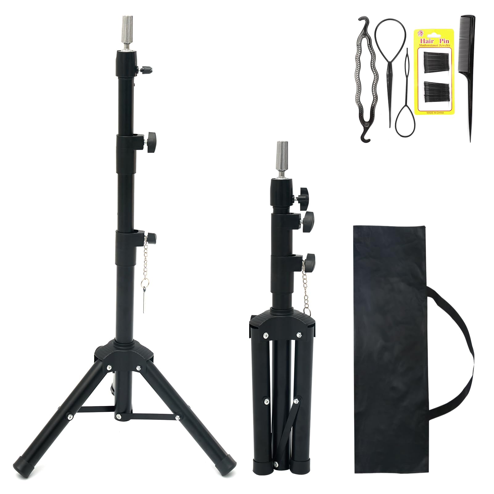 Neverland Beauty Tripod Adjustable 80-140CM Hairdressing Training Stand anikin Mannequin Head Holder Black