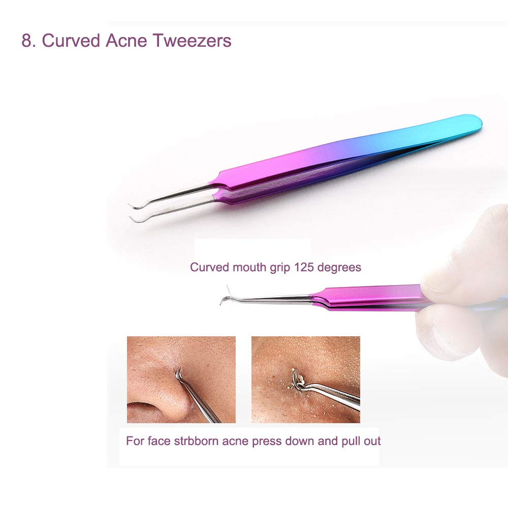 ZIZZON Blackhead Remover Kit Pimple Comedone Extractor Tool Set Treatment for Blemish, Zit, Acne Whitehead Tweezers Kit with 10X Magnifying Mirror: Beauty