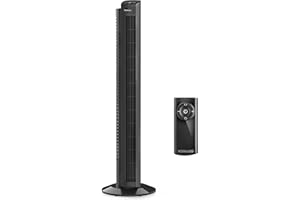 Vornado OZI42 42" Whole Room Tower Fan, Powerful Air Circulation, Space-Saving Design, Quiet Operation, 5 Speed Settings, 1-8 Hour Timer, 70-Degree Oscillation, Remote Control, Black