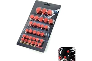 Dogary 30 PCS Motorcycle Bolt Cover, 5 Sizes Hexagon Engine Nut Cap Cover, Water and Rust Proof Head Screw Modification Cap, Universal Moulding Screw Accessories for Protection Bolts (Red)