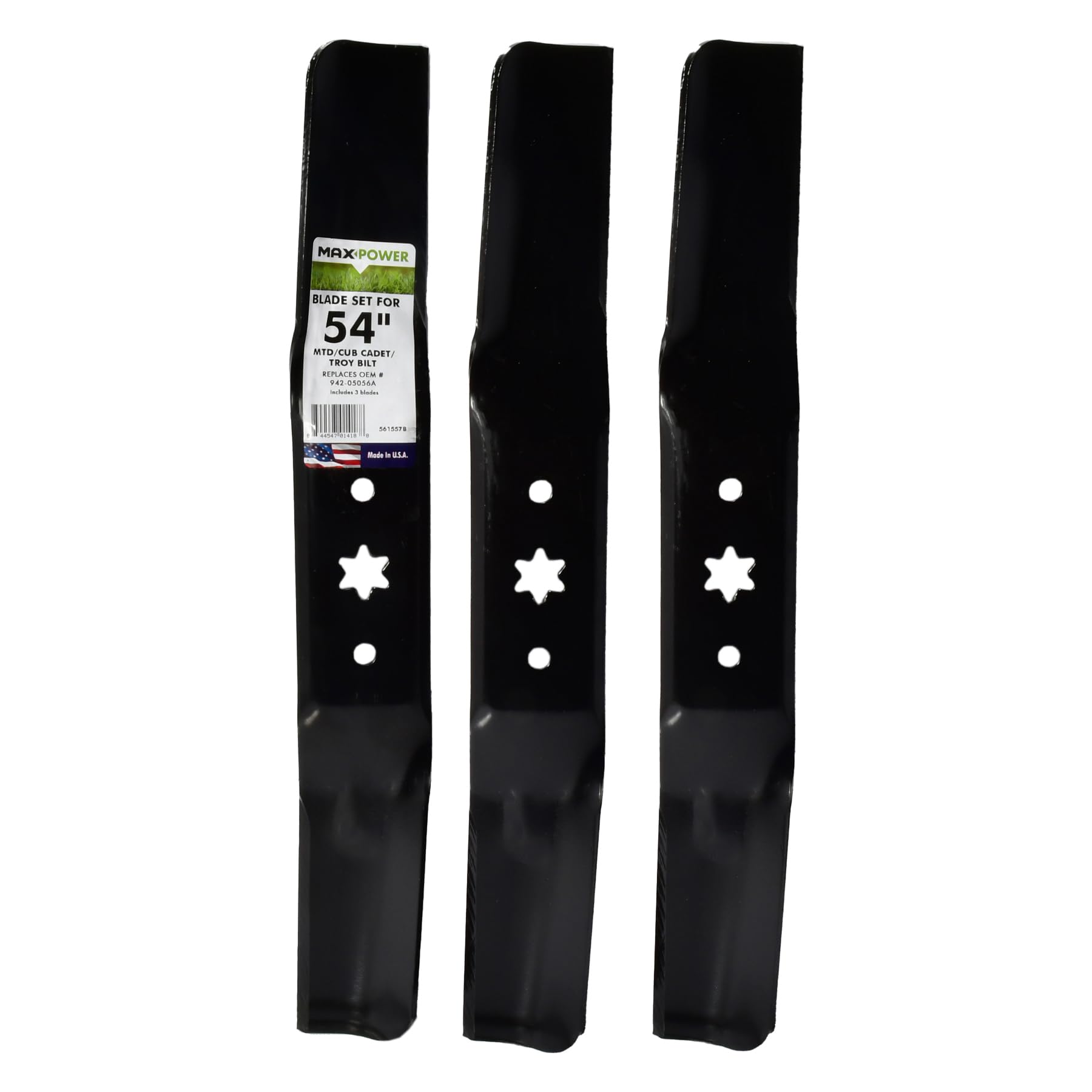 Photo 1 of ***used***Maxpower 561557B 3 Blade Set for Many, Craftsman Mowers for 54" Cut MTD/Cub Cadet/Troy-Bilt Replaces 742-05056, 942-05056, 742-05056A, 942-05056A, CMXGZAM110143