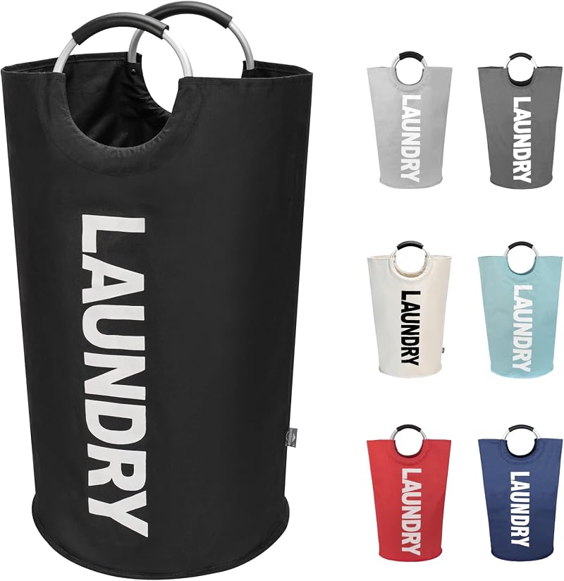 DOKEHOM 90L Large Collapsible Laundry Basket Freestanding Hamper Black