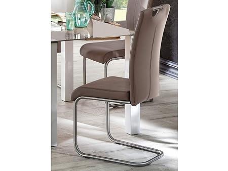 möbelando Schwingstuhl Freischwinger Esszimmerstuhl Küchenstuhl Schwinger Stuhl Alexia I (4-er Set) Cappuccino