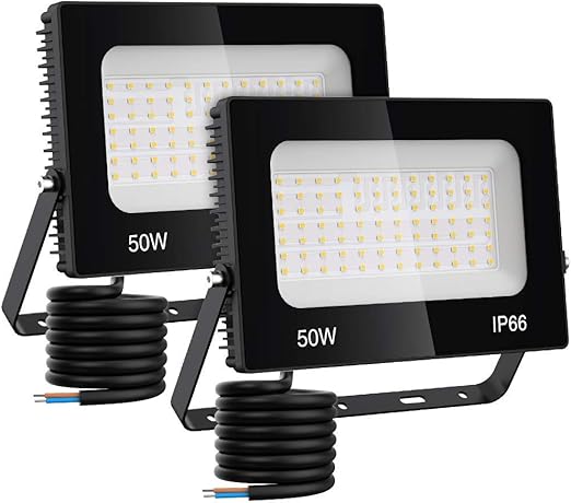 Olafus 2 Pack 50W Focos LED Exterior, IP66 Impermeable 5500LM 5000K Blanco Frío Floodlight LED, Equivalente a 330W Halógeno, Proyector Iluminación de ...