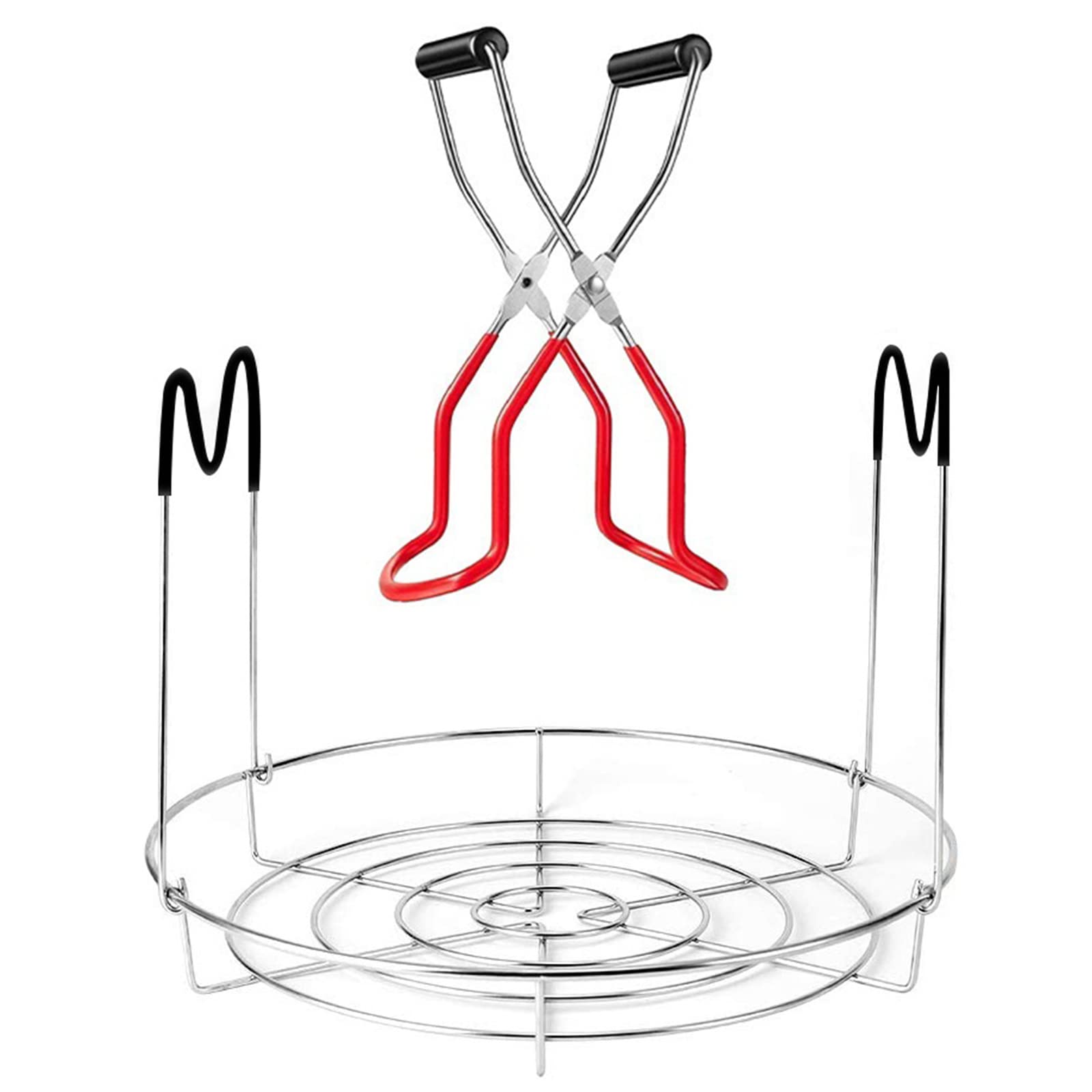 Photo 1 of Canning Rack with Heat Resistant Silicone Handles,Stainless Steel Canning Jar Rack Canner Rack Canning Rack Canning Tongs for Regular Mouth Ball Jars, Canning Jar Lifter(no jars)