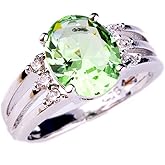 Psiroy 925 Sterling Silver Plated Oval Shaped Simulated Amethyst Ring