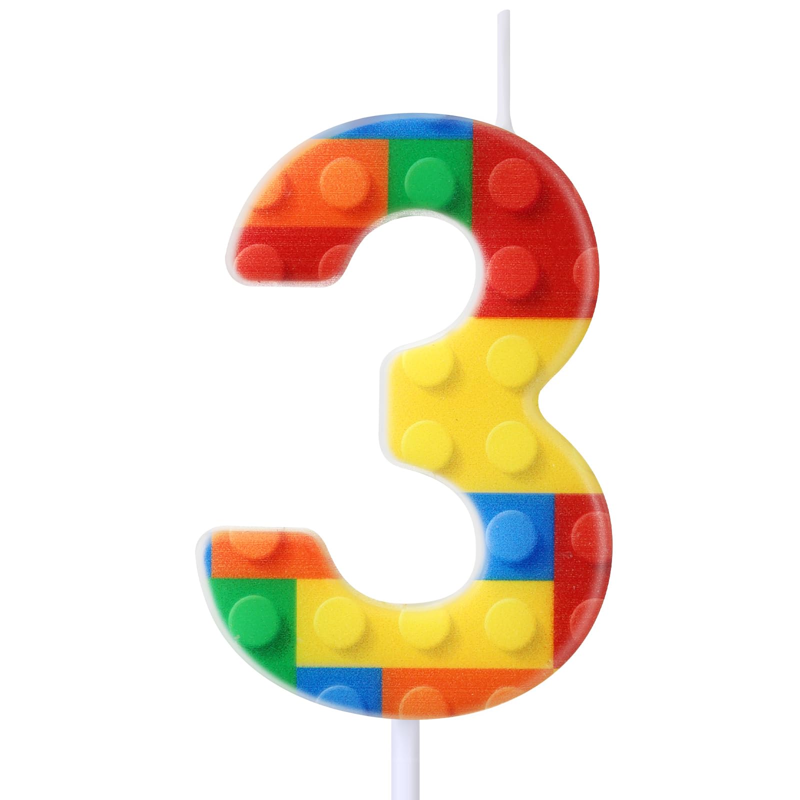 Photo 1 of Rossesay Building Block Number 0-9 Birthday Cake Candle Numeral Birthday Sparkler Candles for Building Block Cake Topper for Party Decorations Supplies(Number 3)