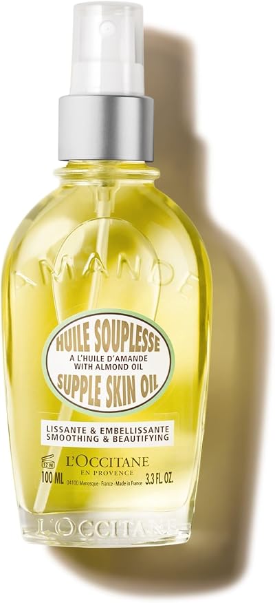 L'Occitane Almond Supple Skin Oil 100ml – 50% Pure Almond Oil, Fast-Absorbing