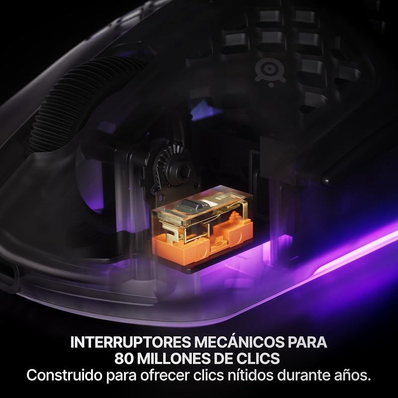 Aerox 3 Wireless Gen 2: Ratón Gaming de 68 g, Tasa de Sondeo: 4K, Sensor Óptico: 26 000 dpi, Batería: 200 h, Clasificación IP54, 80 M de Clics, RGB, Deslizadores 100% PTFE, Shadow