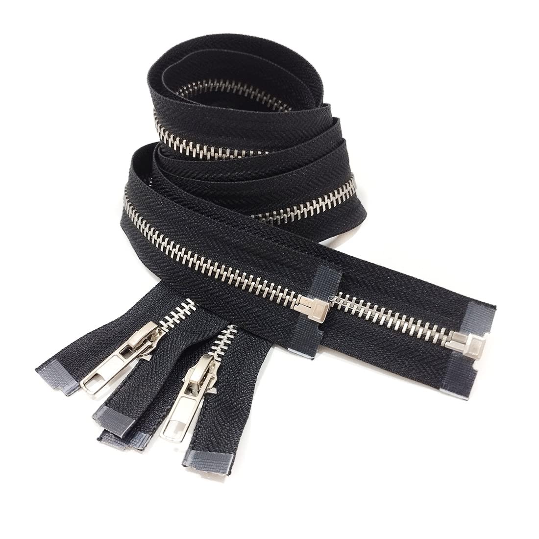 2 Pieces/Open Metal Zippers, Available in Maya 5#, Sewing Zipper, Black, Blue, Gold, Silver, Measurements, Zip for Sewing on Clothes, (70cm 2U, 332)