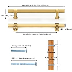 Haliwu 10 Pack Gold Cabinet Handles, Brushed Brass