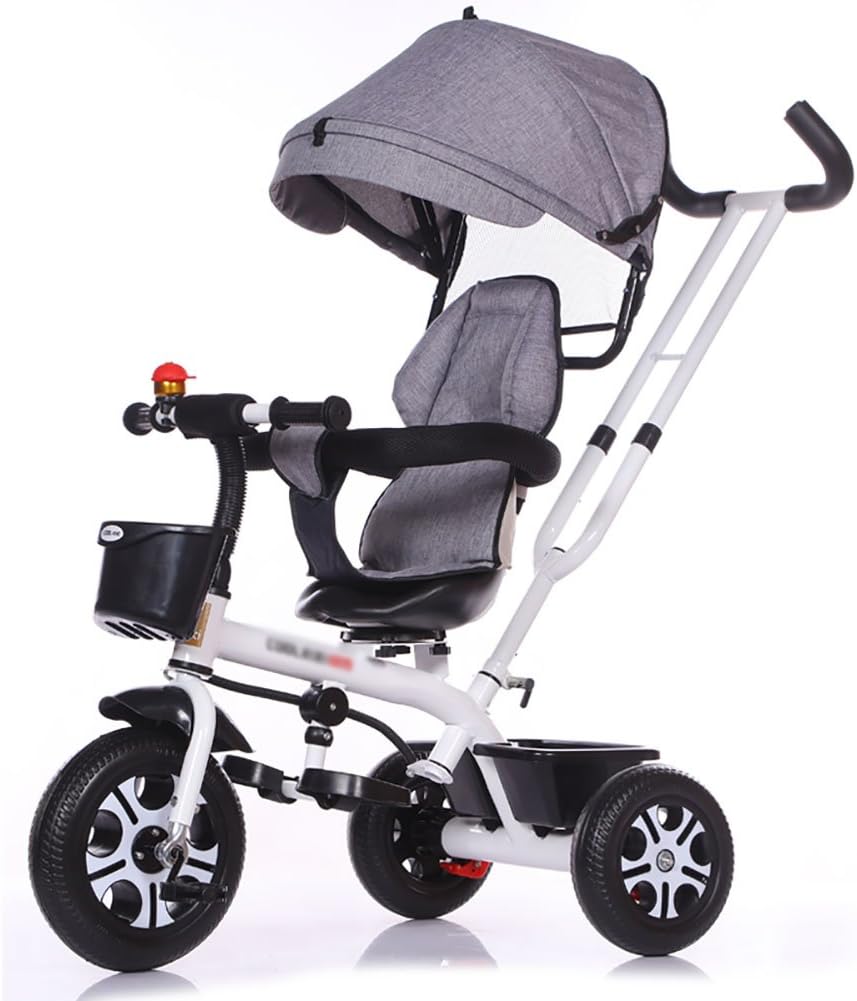 Tricycle WSSF- Baby 3 Wheeler Pedal Ride-On Bike 1-3-5 Years Old Infant Stroller Steering Trike With Parent Push Handle Toddler Children Bicycles Outdoor Color Optional