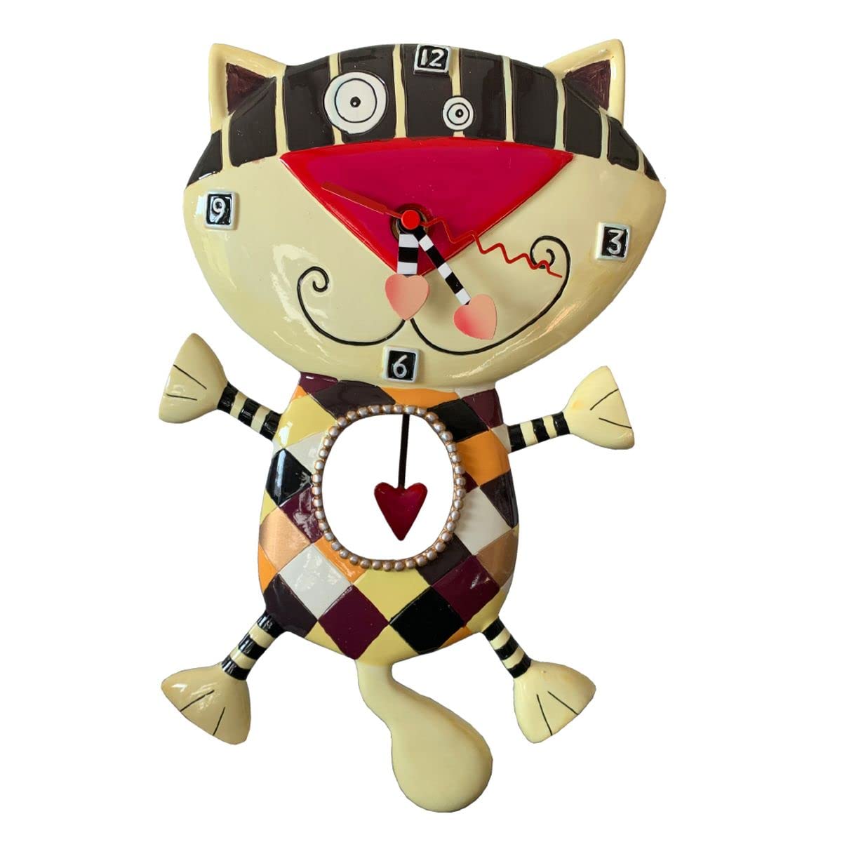 Enesco C602 Resin Clock 33 cm Cat Heart
