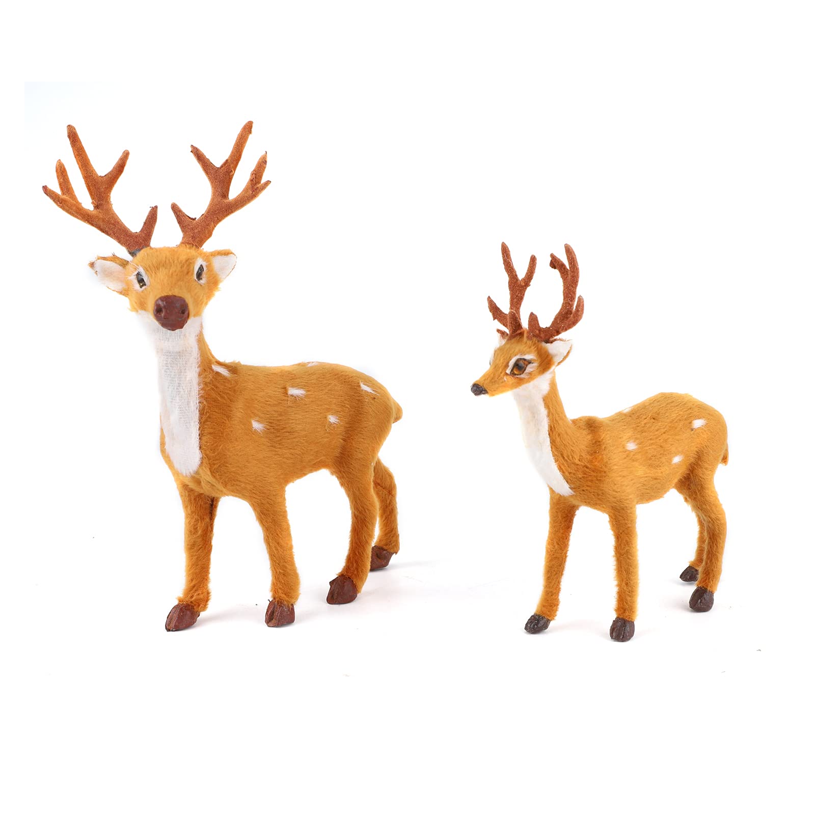TSLBW Christmas Reindeer Figures 2 Pcs Art Animal Ornament Miniature Forest Animals Figures Standing Deer Elk Decoration
