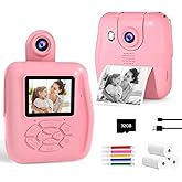 Kids Camera Instant Print - Kids Printing Cameras That Print Photos Toddler Digital Camera for Kid 1080P Toys Video Cameras Christmas Birthday Gifts for 3-12 Year Old Girls Boys Pink