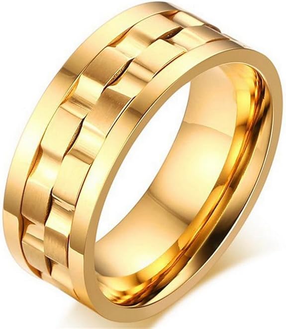 PSRINGS Spinner Rings 18K Gold Plated 9MM Wide Titanium Steel Rings