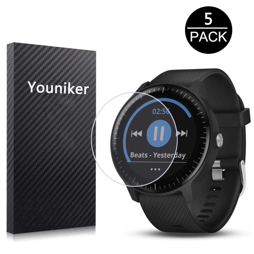 Youniker 5 Pack for Garmin Vivoactive 3 Music Screen Protector Film for Garmin Vivoactive 3 Music Smartwatch Screen Protector Foils Crystal Clear HD Anti-Scratch Anti-Fingerprint