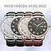 SONGDU Mens Day Date Dress Watch with Roman Numeral Rose Gold Tone and Brown Leather Strap