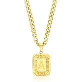 Gemsme Initial Necklace A-Z Letter Pendant for Women Men, 18K Yellow Gold Plated Stainless Steel Box Chain, 22 Inch Personalized Name Jewelry Gift