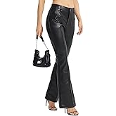 VILIGO Faux Leather Pants for Women Bootcut Leg Jeans PU Flared Leather Trousers with Pockets