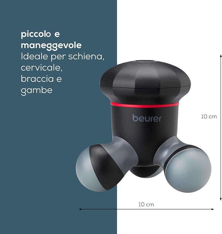 Mini massaggiatore MG 18, massaggiatore elettrico portatile per un delicato massaggio a vibrazione, ideale per schiena, collo, braccia e gambe, con luce LED, portatile, nero, 1 pezzo