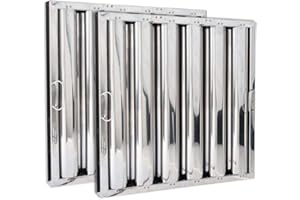 Kleen-Gard Stainless Steel Commercial Kitchen Hood Filter, Range Hood Baffle Grease Filter for Restaurant Kitchen Exhaust Hoods, 20H x 20W | Actual Size: 19.5H x 19.5W x 1.88D inches | (Pack of 2)