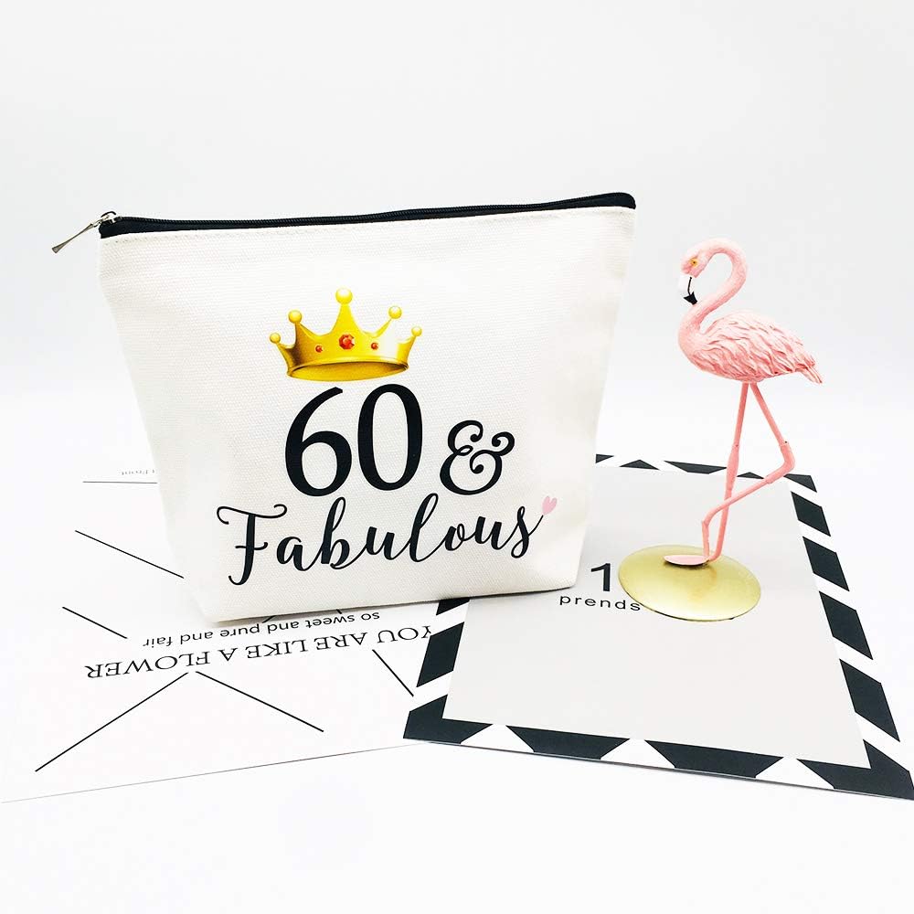 60th Birthday Gifts for Women 60th Birthday Party Supplies and Decorations 60 and Fabulous Turning Sixty Makeup Bag Funny 60th Gifts Idea for Her - Image 5