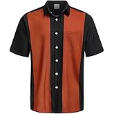 Hardaddy Men's Vintage Bowling Shirt Short Sleeve Button Down Hawaiian Summer Beach Casual Shirts