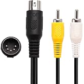 AV Cable for Genesis 1, Standard AV Cable RCA Connection Cord Compatible with Sega Genesis Model 1, 1.8M/6FT Composite 2 RCA Gold-Plated TV Display