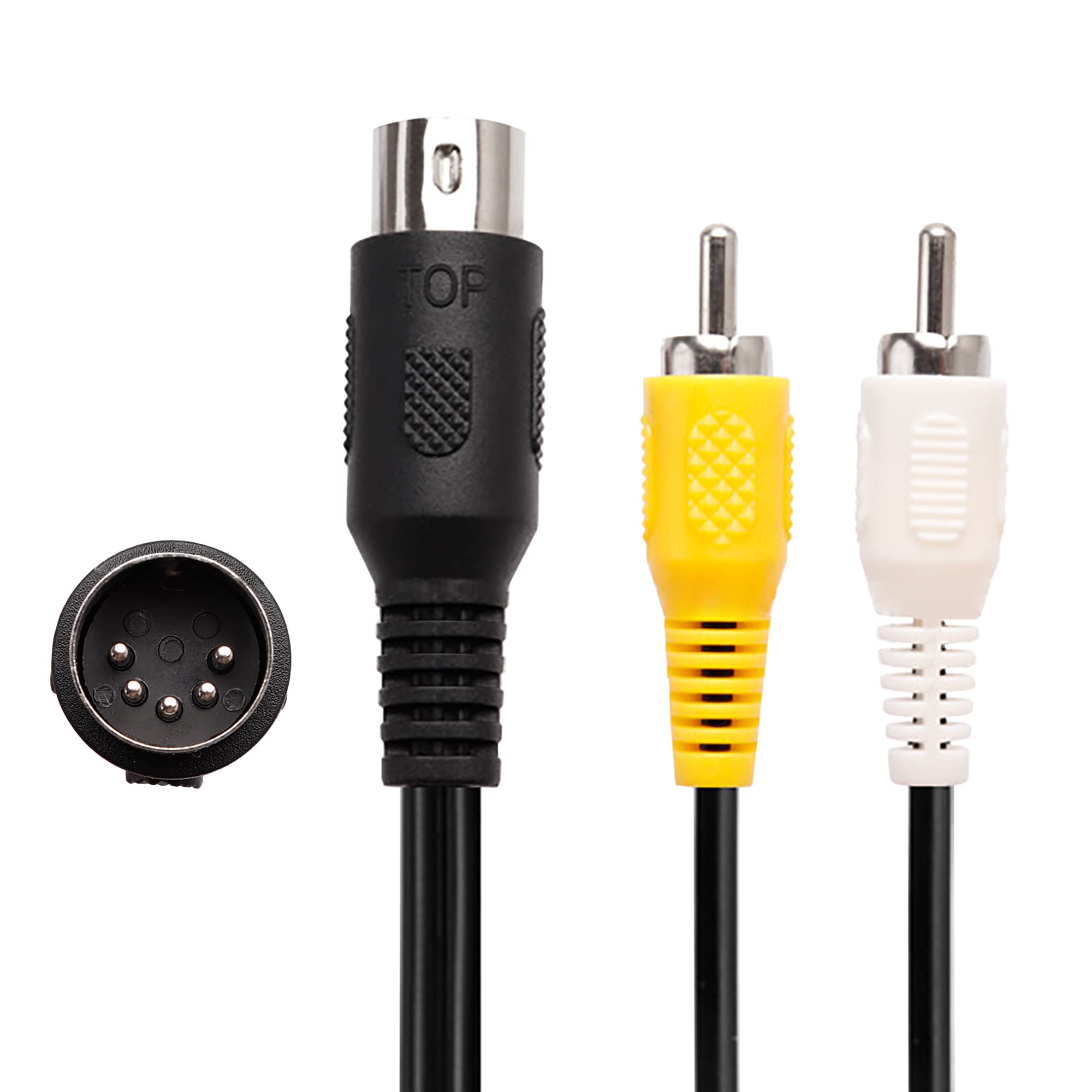 AV Cable for Genesis 1, Standard AV Cable RCA Connection Cord Compatible with Sega Genesis Model 1, 1.8M/6FT Composite 2 RCA Gold-Plated TV Display