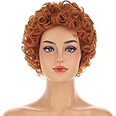 BERON Reddish Orange Wig Short Curly Wigs for Women Girls Halloween Costume Cosplay Use Hair Wig