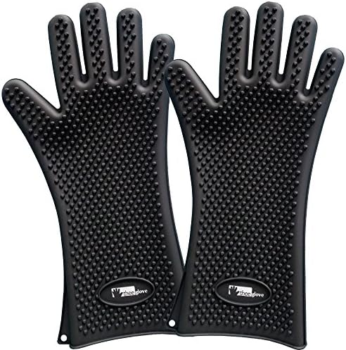Thee Glove - Silicone Barbecue Gloves - BBQ Cooking Gloves - Long Size For Best Barbeque and Grilling Mitts Protection - High Heat Temperature Resistant Glove - Protect Fingers From Heat
