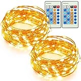 TaoTronics 33ft 100 LED String Lights Plug In 2 Pack Dimmable with Remote Control, Waterproof Decorative Lights for Bedroom, Patio, Garden Yard, Parties, Wedding(Copper Wire Lights, Warm White)