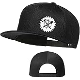 Snapback Hats for Men Flat Bill Brim Hats for Women Fitted Hat Skull Hats Cool Adults Baseball Cap Black Rock N Roll Caps
