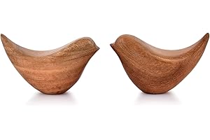 NIRMAN Acacia Wood Bird Statues Set Home Décor Bird Sculpture for Living Room, Bathroom, Office Modern Style Birds Decorative Ornaments (Set of 2) (4.5" x 2" x 2.5")