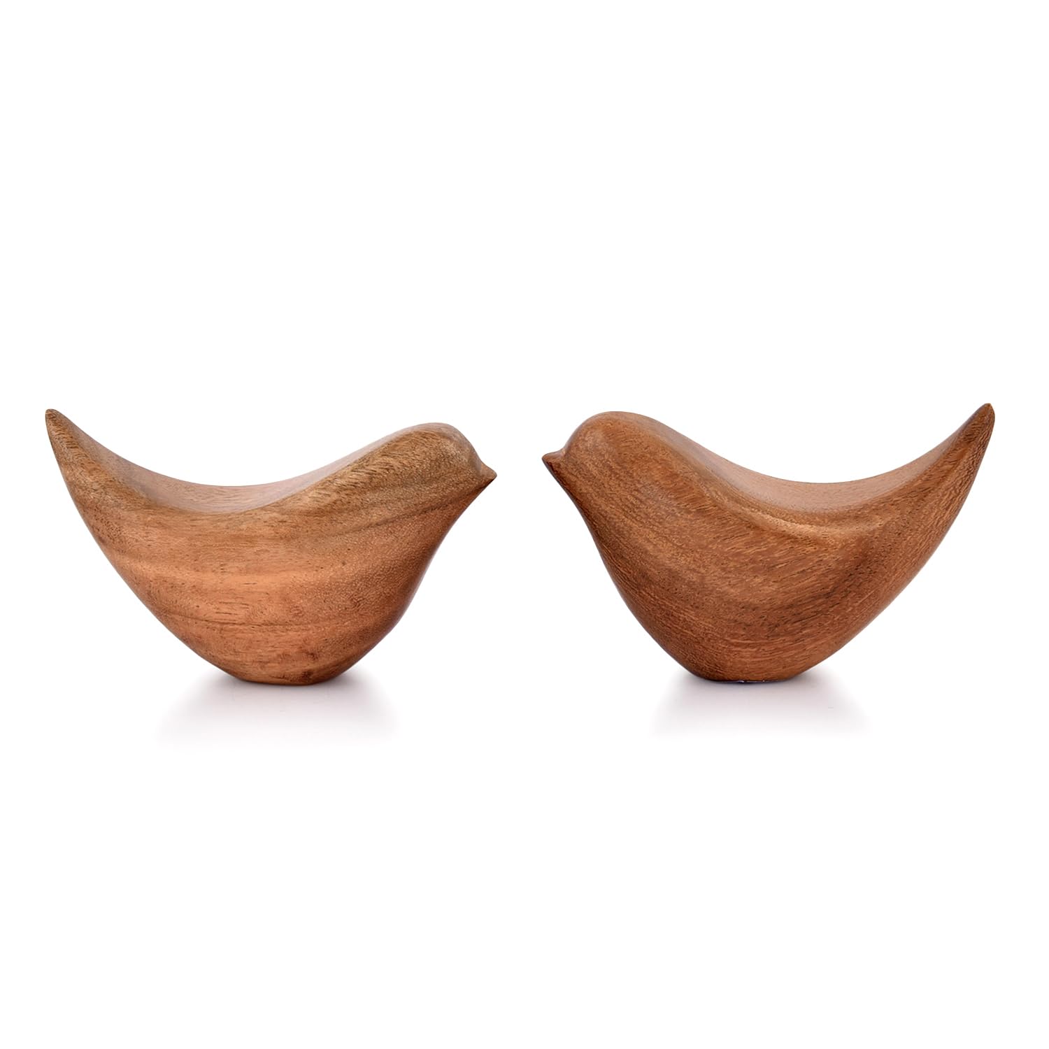 Photo 1 of NIRMAN Acacia Wood Bird Statues Set Home Décor Bird Sculpture for Living Room, Bathroom, Office Modern Style Birds Decorative Ornaments (Set of 2) (4.5" x 2" x 2.5")