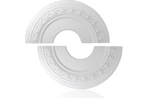 Uenhoy Split Lighting Ceiling Medallions for Light Fixtures and Ceiling Fans, 12" OD x 4" ID Round Ceiling Cover Plate, PU Ceiling Fan Medallion, White