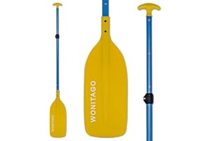 WONITAGO Canoe Paddles Aluminum Paddle with Plastic Blades Floating Adjustable Canoeing and Boating Oars, 122-152 cm/4-5 Ft, Black/Yellow