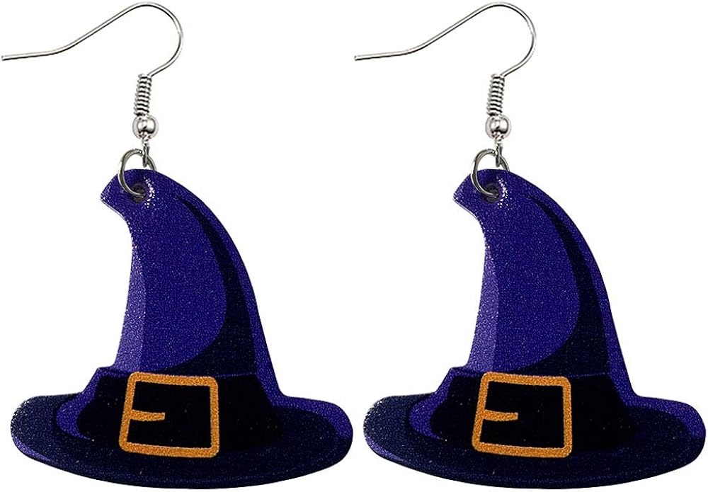 Amazon.com: Halloween Leather Earrings Drop-shaped Pumpkin Lamp Double
