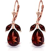 14k Rose Gold Leverback Earrings with Natural Garnets