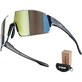 V-SUP TR90 Cycling Sunglasses UV400 Protection, Adjustable Ultra-Light Sport Glasses with Case for Running & Outdoor Use
