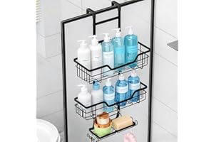 Tsxcnaa Shower Caddy Hanging Over The Door, Shower Organizer Hanging with 3-Tier Rustproof Bathroom Storage Rack with Bathroo