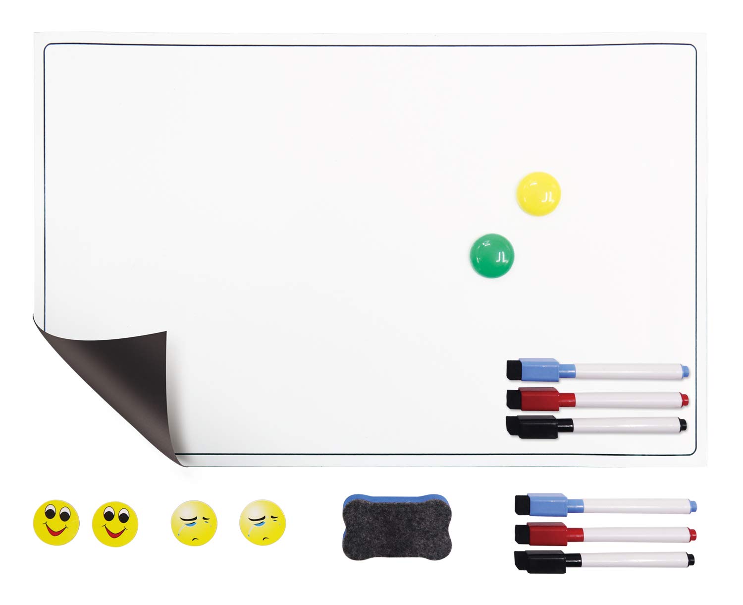 POPRUN Pizarra Blanca Magnética Tablero de Nevera con 6 Marcadores ...