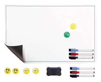 POPRUN Pizarra Blanca Magnética Tablero de Nevera con 6 Marcadores ...