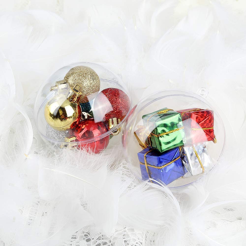 20X 80mm Diameter Zogin Clear Transparent Ball Christmas Tree Ornaments DIY Fillable Ball Baubles for Kids