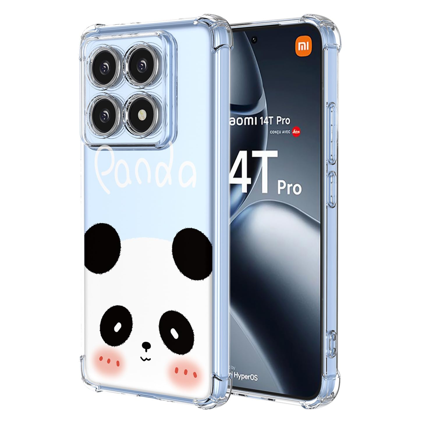 SEAHAI Case for Xiaomi 14T Pro 5G, Ultra Thin Soft Silicone Clear Back TPU Bumper Shockproof Cover Fashion Flowers Graphic Colorful Skin Slim Case - Panda