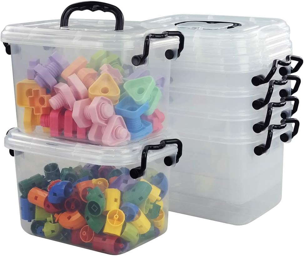 Saedy 6 Quart Latching Box, Great Funtionality Plastic Storage Bin with Lid, 6 Packs