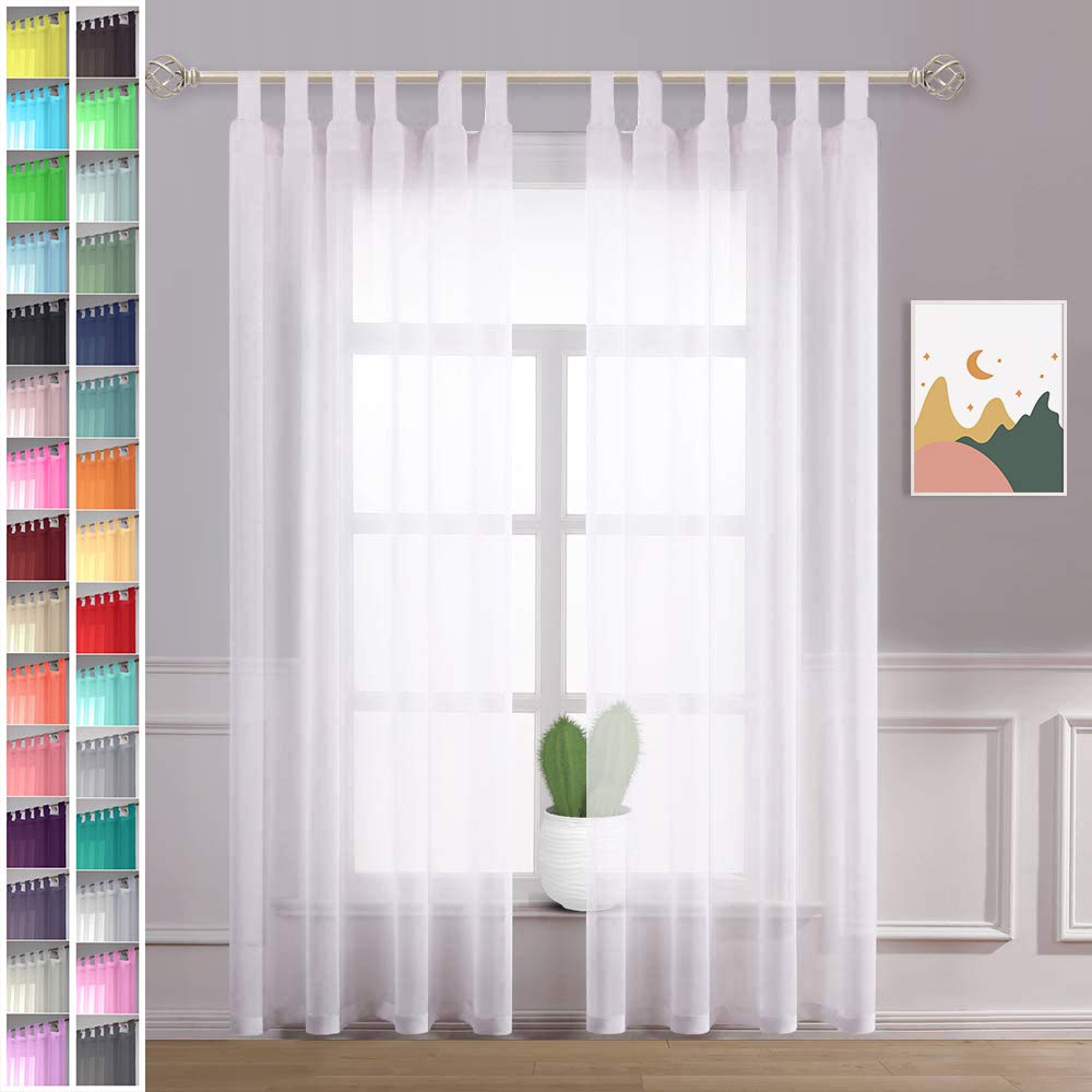 Megachest sheer Voile Tab Top Curtain(Pure White, 56" wideX118 drop(W142cmXH300cm))