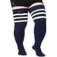 ForHailey Women's Plus Size Thigh High Socks for Thick Thighs - Striped Over the Knee Leg Warmer Boot Socks